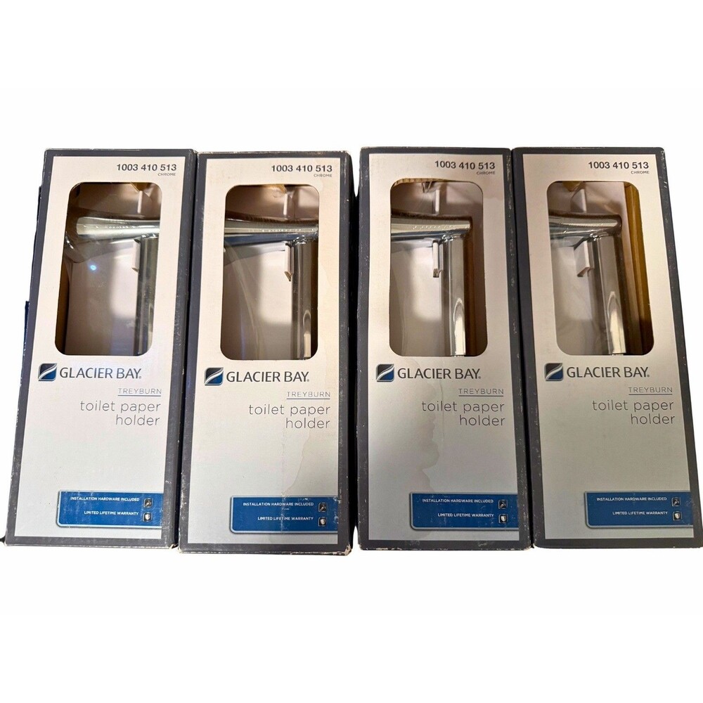 4 Glacier Bay Treyburn BZ431000CP Chrome Toilet Paper Holders New
